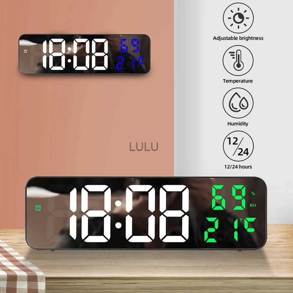 Orologio da parete digitale a LED di grandi dimensioni con visualizzazione della data di umidità della temperatura, sveglia, modalità 12/24 ore, orologio da tavolo alimentato a batteria HKD230825 HKD230825