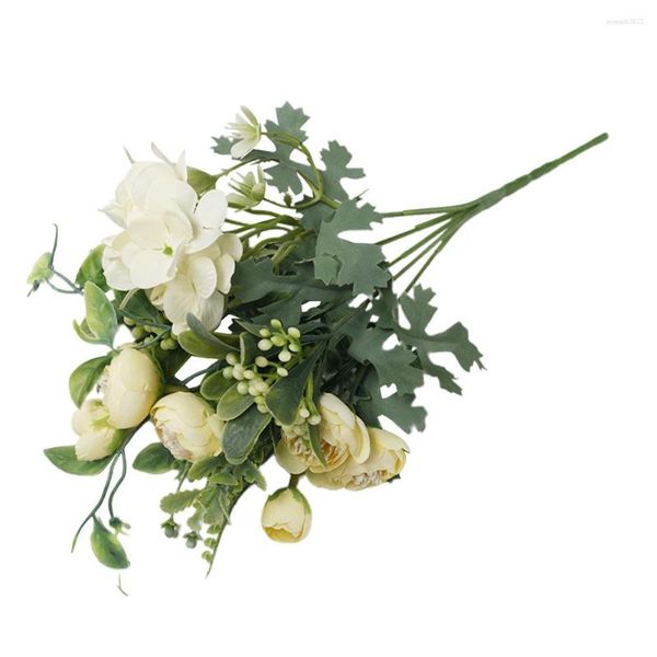 Dekorative Blumen für Hochzeit, Party, 5 Stiele, fühlt sich echt an, Simulation Seide, Hortensien-Arrangement, Brautstrauß, gefälschte künstliche Blumen-Mittelstücke