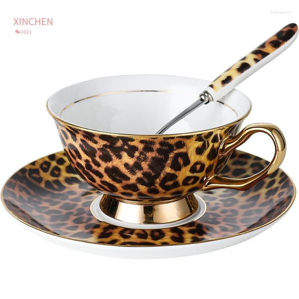 Кружки леопардовый костяной китайский кофейный кубок Королевский европейский офис подарки изысканная личность кружка тазе кухонная столовая кухонная посуда