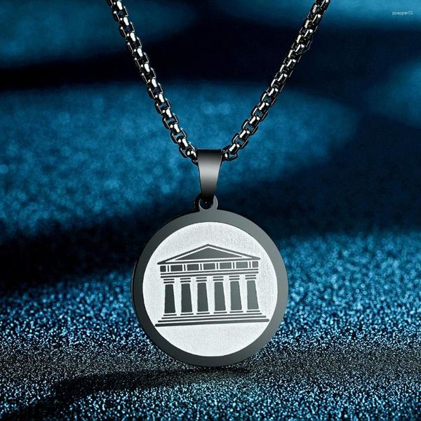 Anhänger Halsketten Todorova Antikes Griechenland Edelstahl Griechische Akropolis Halskette für Männer Amulett Charm Schmuck Halsband