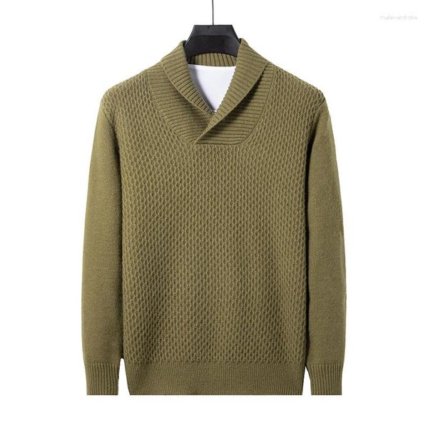 Maglioni da uomo Maglioni da uomo Maglioni in maglia Maglioni Capispalla Collo incrociato Solido stile coreano Spessore per l'autunno inverno Abbigliamento moda maschile 7213