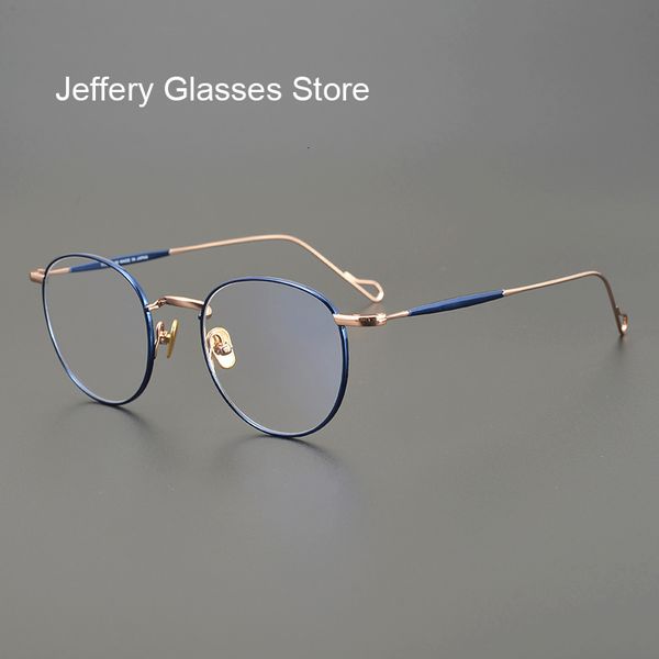 Moda óculos de sol quadros japonês artesanal retro puro óculos homens mulheres leitura óculos quadro redondo fino miopia óculos prescrição lente 230825