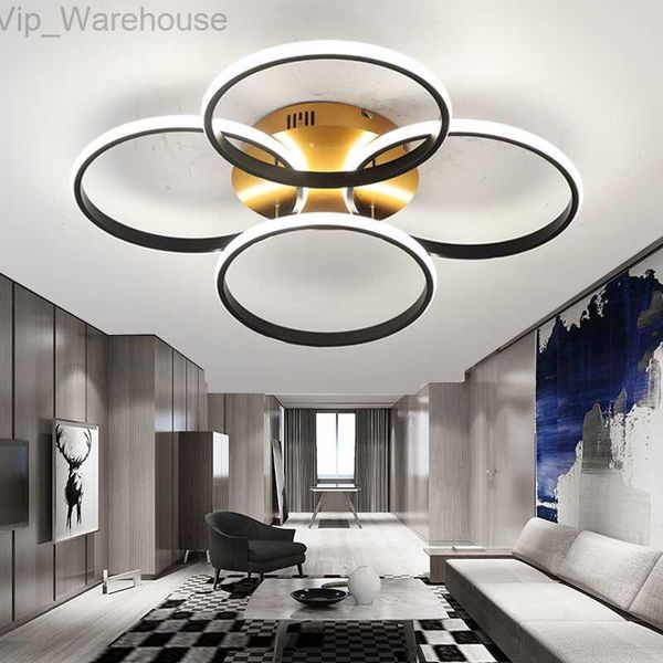 Anéis led lustre de iluminação para casa teto montado para sala estar quarto pendurado lâmpada varanda lustres corredor hkd230825