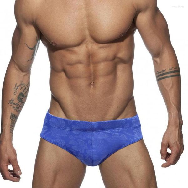 Roupa de banho masculina impressão sexy push up pad mens nadar briefs maiô masculino tronco de natação praia surf maiô esporte aquático curto