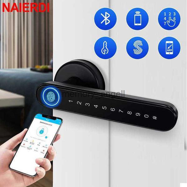 NAIERDI Serratura per porta di sicurezza biometrica nera Serratura per impronte digitali intelligente Serratura elettronica digitale Manopole per porte d'ingresso senza chiave Hardware HKD230825