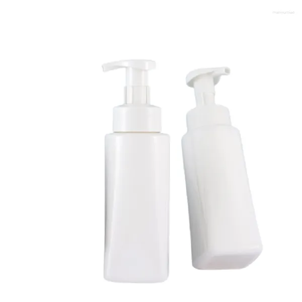 Bottiglie di stoccaggio 400 ml Quadrato di Plastica PET PP Bianco Pompa di Schiuma Contenitore Cosmetico Imballaggio Vuoto Bottiglia Riutilizzabile 10 pezzi/lotto