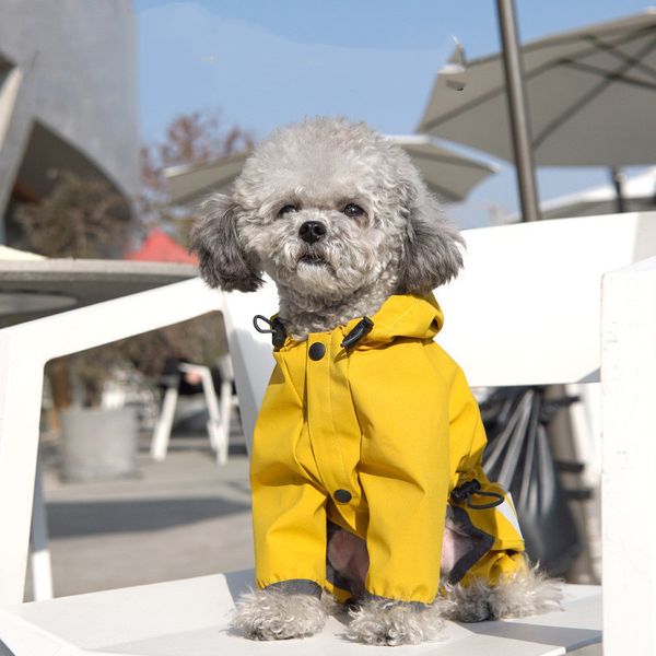 Cão vestuário capa de chuva allinclusive fourlegged impermeável chuva poncho teddy bomei chuvoso roupas para animais de estimação pequeno e médio bichon 230825