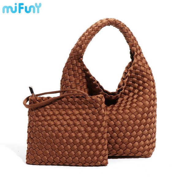 Вечерние сумки Mifuny Disceder Designer Woven Sceck Mack Bighate Nolon Bucket Tote Simbag Black Camel Office Business 230824