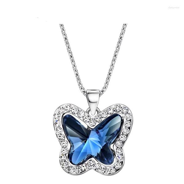 Anhänger Halsketten Koreanisches Design Österreich Kristall Strass Schmetterling Halskette Für Frauen Mädchen Niedliche Tier Anhänger Mode Schmuck Geschenk