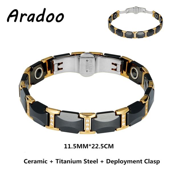 Bangle Cerâmica Aço Saúde Pulseira Magnética Black Gallstone Anti-radiação Queima de Gordura Perda de Peso Implantação Fecho Pulseira 230824