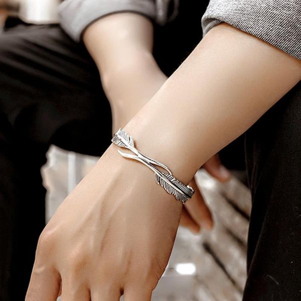 Браслет с серебряным серебряным винтажным браслетом для женщин для женщин Простая индивидуальность
