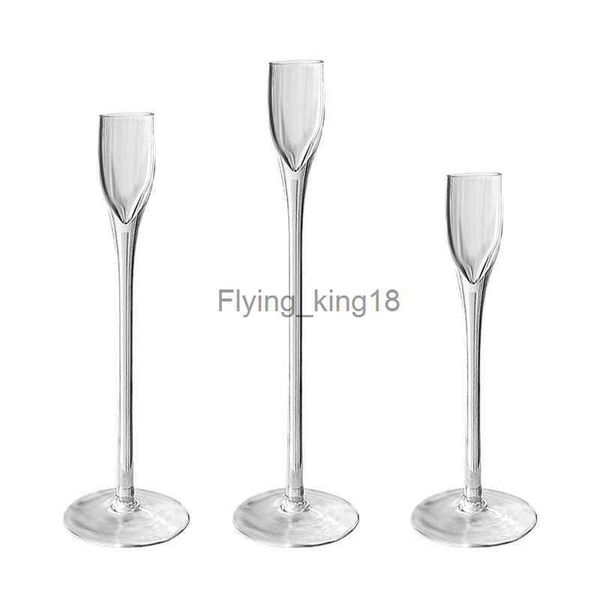 Castiçais cônicos para casamento, vaso de vidro, estante, castiçais para decoração de mesa de festa, acessórios para casa hkd230825