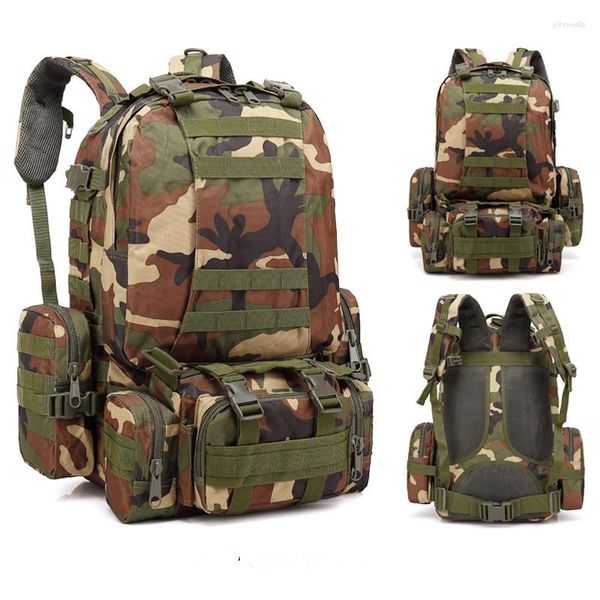 Sacos escolares TPJB 50L Camuflagem Tática Militar Exército Mochila Mochila Molle Saco de Desporto Ao Ar Livre Homens Camping Caminhadas Viagem Escalada