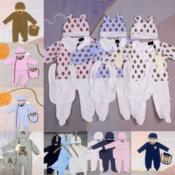 Baby Strampler Sets Infant Jumpsuits Kinder Kleidung Langarm Brief Drucken Jungen Mädchen Herbst Gestrickte Neugeborene Kleidung Kind Onesies Mit Hut Bodysuit Bab z8n0 #