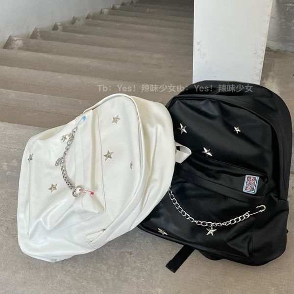 Школьные сумки корейская звезда моды заклепки эстетика простая милая девочка рюкзак y2k все матч -галстук