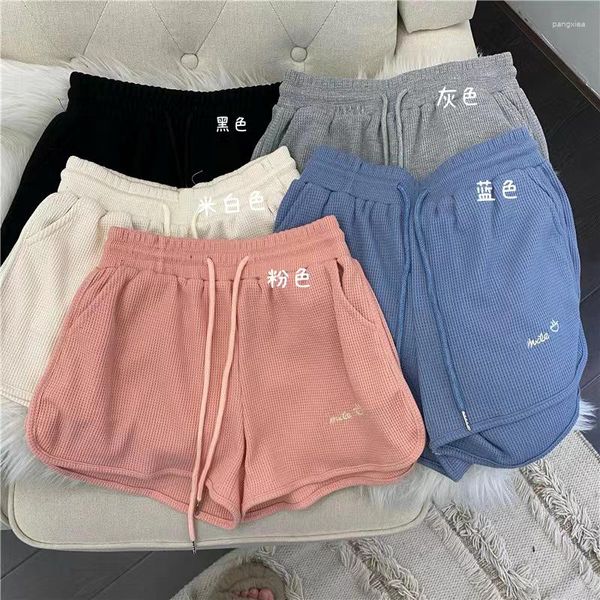 Pantaloncini da donna Donna Waffle Casual Lettera allentata Ricamo Donna Moda coreana Pantaloni a gamba larga All-match Pantaloncini sportivi femminili