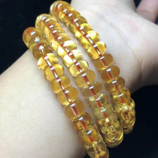 Bangle Natural Citrine Браслет ручной работы желтые христаллические украшения растягивание детей подарка на день рождения 1 шт.