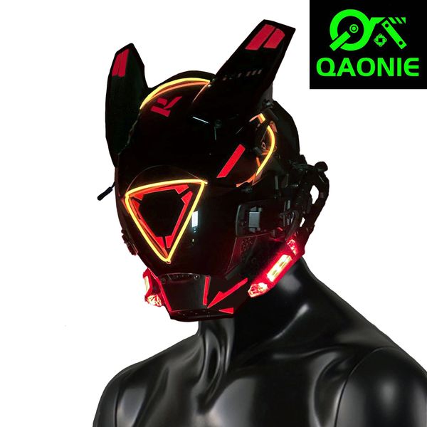 Máscaras de festa Cyberpunk Máscara para adultos Red LED Light Lamp Techwear Estilo Mecânico Cosplay Ghostface Capacete Halloween Presentes para Homens 230824