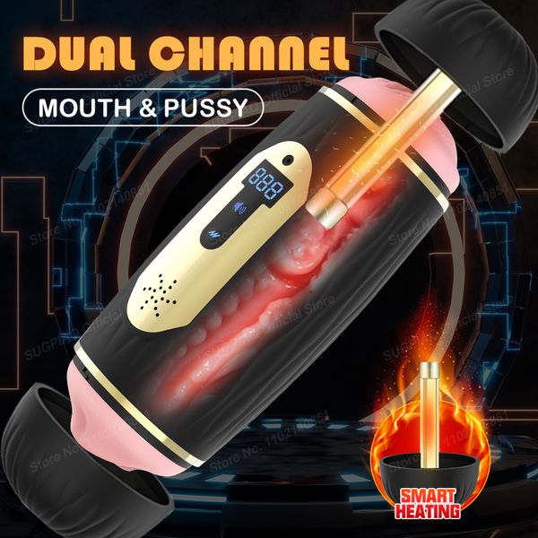 Masturbadores Masculino Masturbador Lifelike Vagina Automatic Vibration Clip Sucção Pronúncia Masturbação Avião Copo Oral Sex Adult Toy 230824