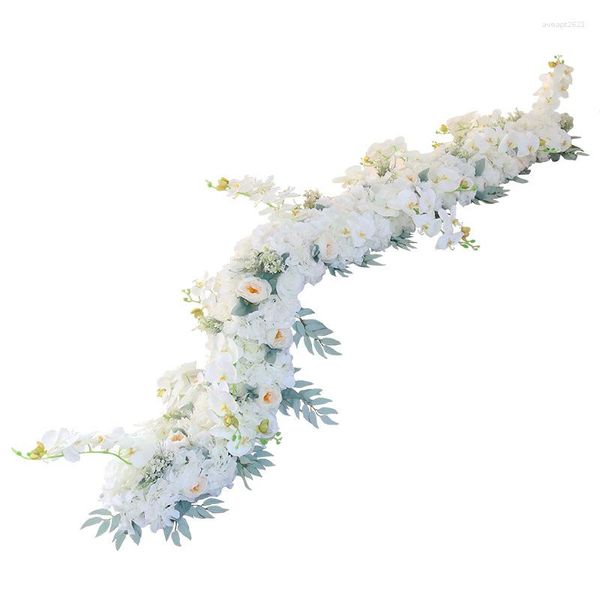 Fiori decorativi 1 m di lunghezza runner da tavolo per banchetti disposizione artificiale arco di nozze sfondo decorazione fila di fiori accessori per feste