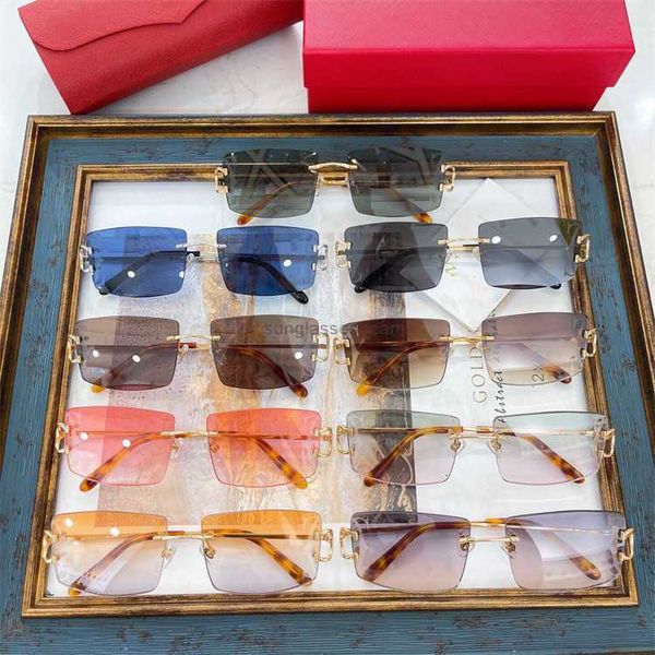 Роскошные бренды солнцезащитные очки дизайнер без окраины картиные очки квадратные фотохромные изменения цвета синий линз 4 сезон винтажный ретро