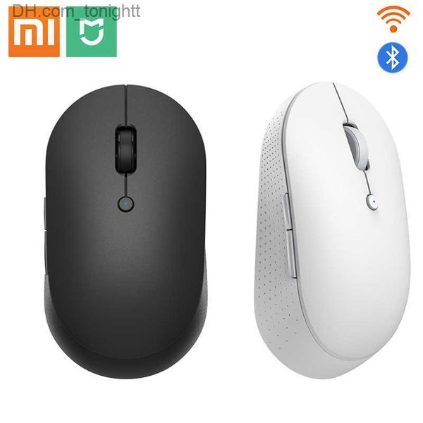 Mijia sem fio duplo-modo mouse silencioso ergonômico bluetooth usb botões laterais protable mini mouse sem fio para portátil q230825