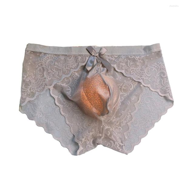 Unterhosen Sissy Convex Pouch Höschen Männer Schleife Spitze Bikini-Slip G-String Tangas Low Rise Unterwäsche Cock Bulge Gay