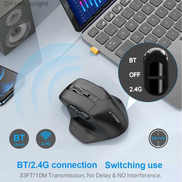 Игровые игры большие мыши поддержки Bluetooth 2.4g Беспроводной PAW3212 4800 DPI для геймерных мышей компьютерной ноутбук Q230825