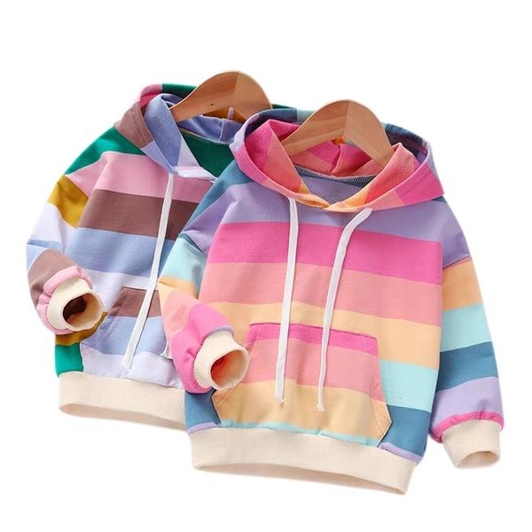 Felpe con cappuccio Felpe Vendita Infantis autunno primavera Arcobaleno bambini Ragazza bambino bambino 29 anni studenti adolescenti cappotto Felpa con cappuccio Abbigliamento felpa BAI001 230825