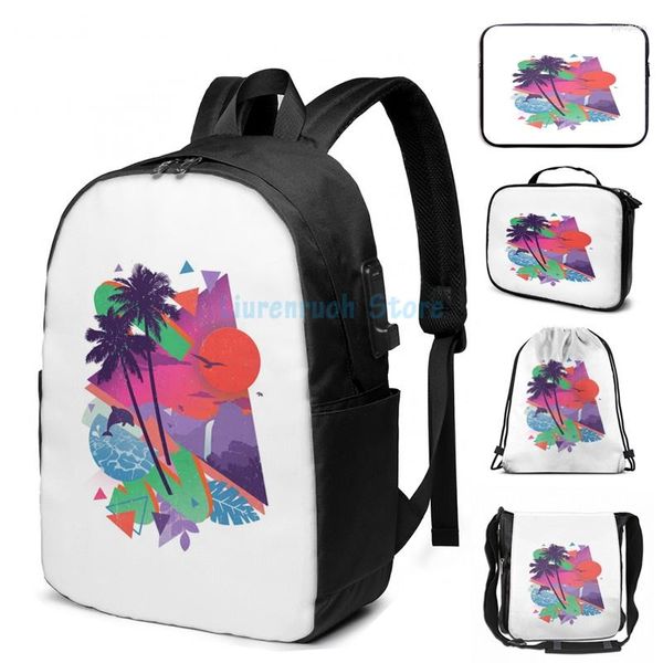 Sac à dos drôle imprimé graphique Tropix 96 USB Charge hommes sacs d'école femmes sac voyage ordinateur portable