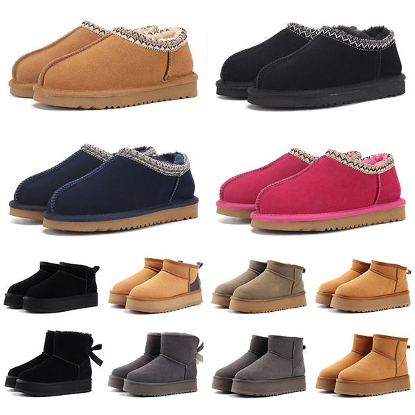 Avustralya Kadınlar Boot Kadın Ultra Mini Platform Botları Tazz Terlik Tasarımcı Tasman Shearling Slipling Slipper Uggity Boots Süet Yün Kış Avustralya Ayak Bileği 36-43