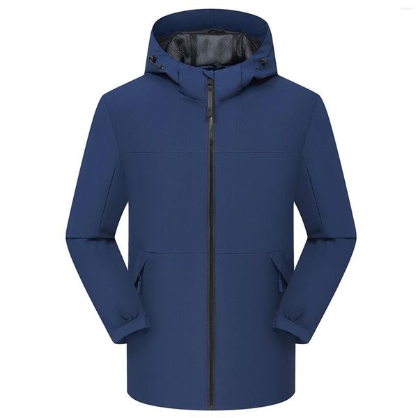 Vestes pour hommes automne et hiver couleur unie Patchwork coupe-vent imperméable à capuche manteau en cuir veste temps froid pour hommes