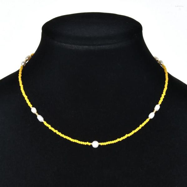 Anhänger Halsketten ZMZY 2mm Glas Kristall Natürliche Süßwasser Perle Perlen Halskette Für Frauen Mode Schmuck Einfache Collares