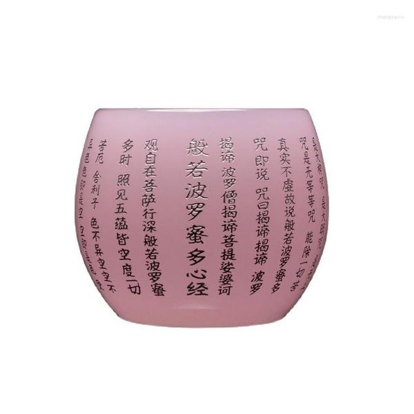 Bicchieri da vino Tazza da tè Jianzhan in porcellana di giada rosa in vetro Tazza da tè Prajna Paramita Heart Sutra