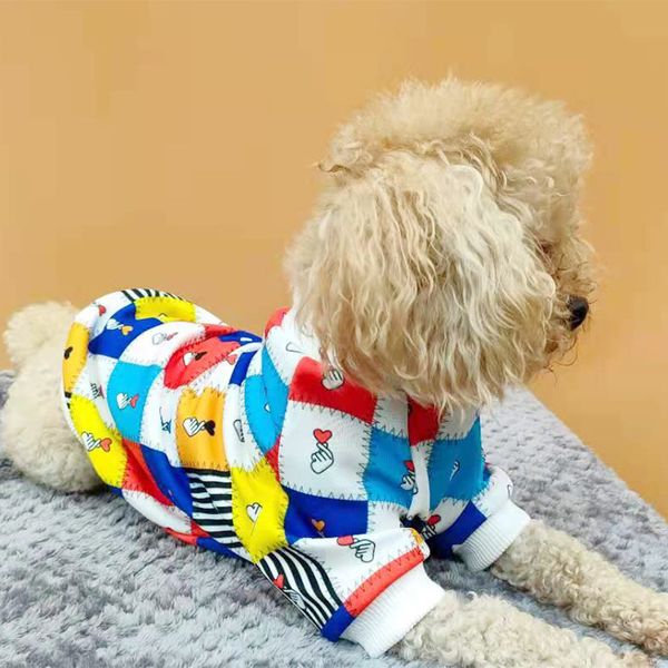 Cão de estimação pulôver moletom com capuz moda falcon schnauzer pomeranian bodysuit xadrez arco-íris maré roupas legais