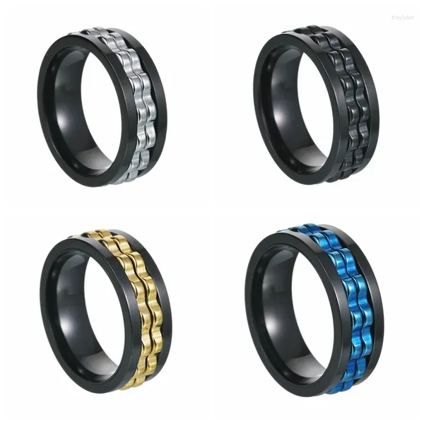 Cluster-Ringe Ihues 1 Stück europäisch-amerikanischer Multi-Color-Gang-Rotationsdruckreduzierung für Männer Mode Titanstahl
