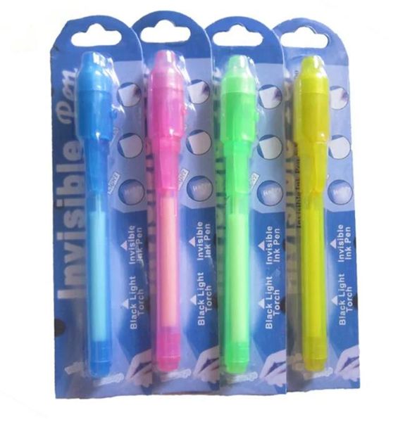 Schwarzlichtstift, UV-Stift mit ultraviolettem Licht, unsichtbarer Tintenstift, unsichtbarer Zauberstift, individuelle Blisterkartenpackung für jeden