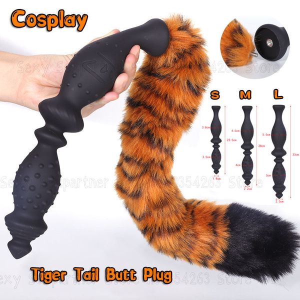 Slip Mutandine Lungo Anal Bead Plug Separabile Dildo Coda reale Cosplay Sex Tiger ButtPlug Gioco per adulti Giocattolo per uomo Donna 230824