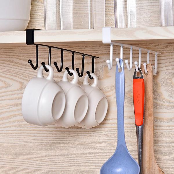 Ganchos 6 suporte de copo pendurar armário sob prateleira organizador multi-purpose armário rack de armazenamento pendurado cozinha ferramentas do banheiro