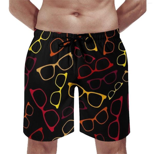 Pantaloncini da uomo Occhiali Stampa Board Occhiali colorati da corsa Pantaloni corti da surf Uomo Comodo costume da bagno Hawaii Plus Size