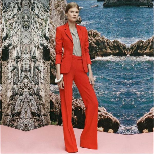 Женские штаны с двумя частями Red Fashion Women Suit Slim Fit Office Uniform Business Prom Prom Custom Cuxedo Suits Lady Jacket с