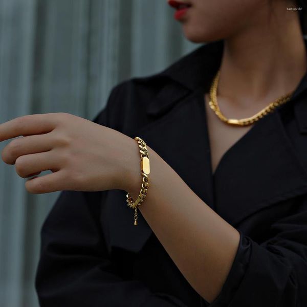 Correntes Hiyee Conjunto de Jóias de Aço Inoxidável 18k Banhado a Ouro Gargantilha Colar Encantos para Mulheres Homens Alta Guality Chain Atacado