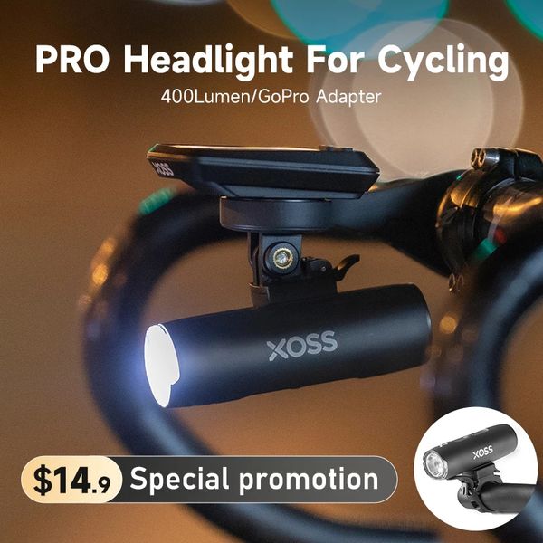 Luci per bici XOSS Luce per bici Fari di sollevamento Supporto multifunzionale Potente luce flash USB Charing Led Luce anteriore per bicicletta 230824