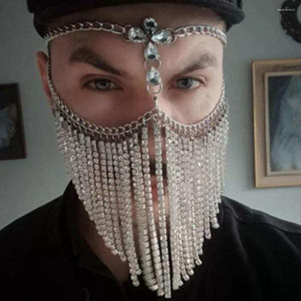 Haarspangen Brautschmuck Kristall Blume Quaste Maske Kette Cosplay für Männer Frauen Maskerade Kopfbedeckung Sexy Gesichtsschleier Dekoration Party Geschenk