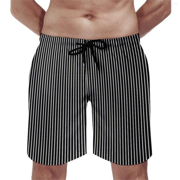 Herren-Shorts, Sommer, Fitnessstudio, grafische Linie, Sportbekleidung, weiße Streifen, individuelle Boardshorts, lässige, schnell trocknende Badehose in Übergröße