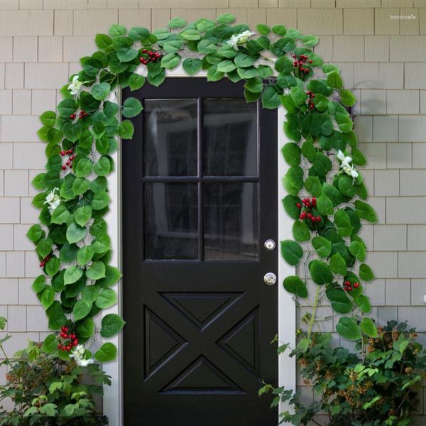 Fiori decorativi 1 PZ 190/200 cm Verde Vite Edera Decorazioni per balconi Piante artificiali Arredamento bagno Matrimonio Giardinaggio Esterno Esterno