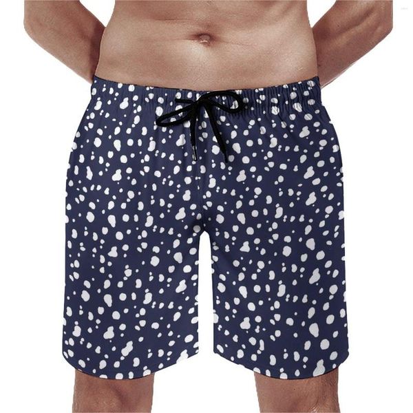 Мужские шорты Dalmatian Print Board Летний темно -синий и белый смешные пляж