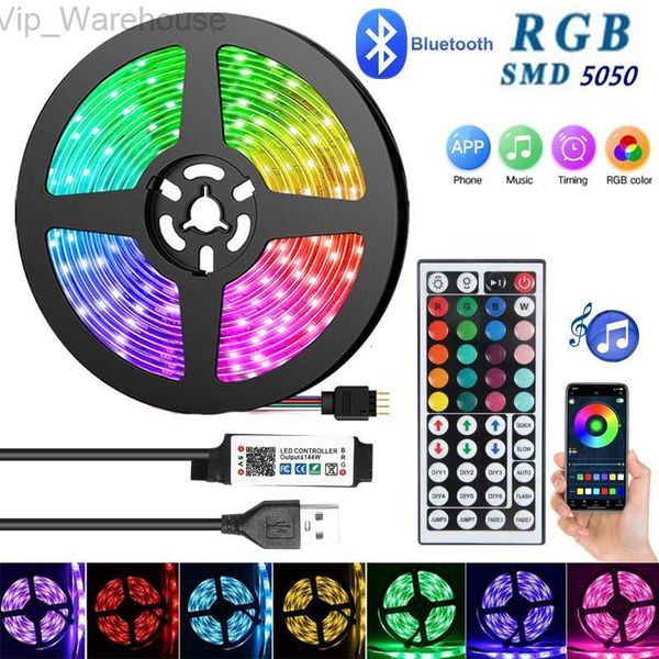 Inteligente Bluetooth LED Strip Lights Controle Infravermelho RGB5050 Sincronização de Música Flexível 5V Lâmpada para TV Backlight Decoração de Natal Presente HKD230824