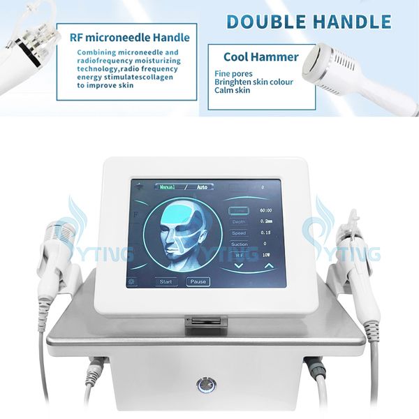 Máquina fracionária rf de microagulhamento 2 em 1, martelo frio, remoção de rugas, levantamento facial, acne, cicatriz, tratamento de estrias