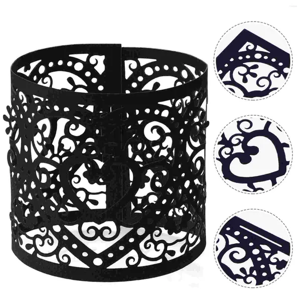 Suportes de vela 50 pcs luz envoltório de papel preto envolve à prova de poeira capa de lâmpada decoração cilíndrica gabinetes velas de halloween